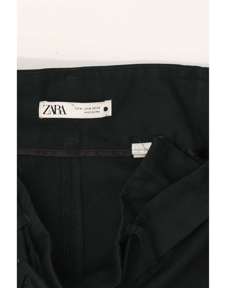 Женские укороченные широкие брюки Zara Medium W30 L25, зеленый полиэстер
