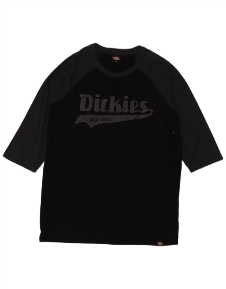 Мужской топ Dickies с рисунком, рукав 3/4, большой черный, хлопок с цветными блоками
