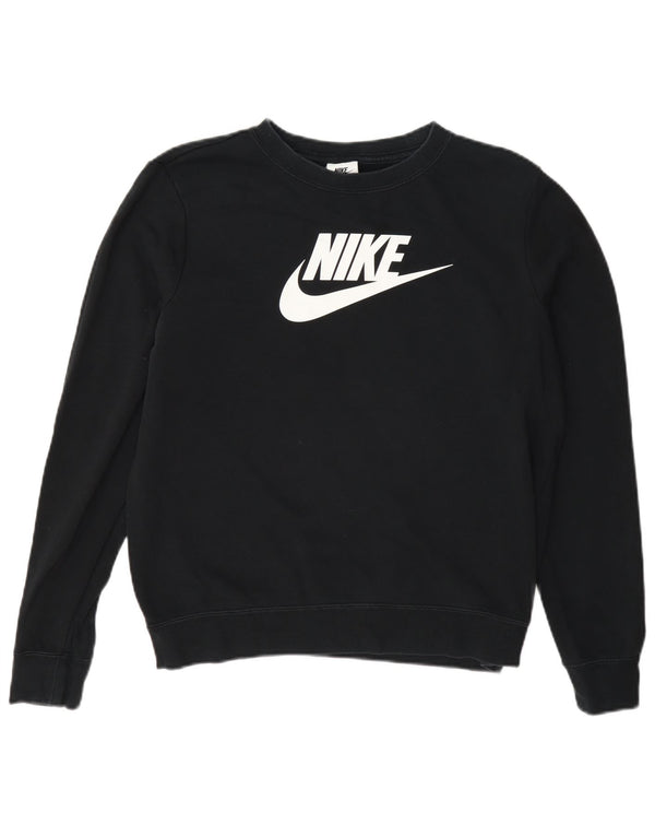 Женский джемпер большого размера с рисунком Nike UK 10, маленький черный хлопковый