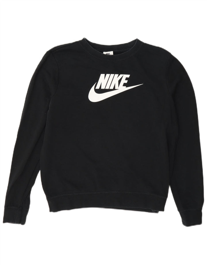 Женский джемпер большого размера с рисунком Nike UK 10, маленький черный хлопковый