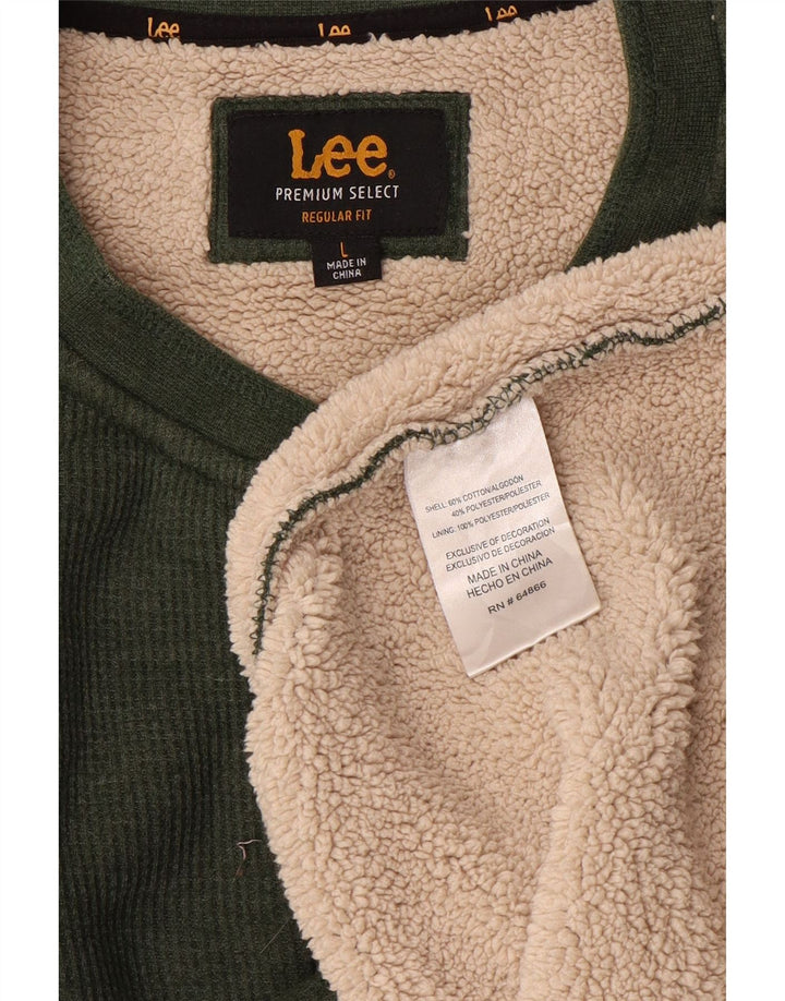 Мужской свитер Lee обычного кроя, большой зеленый хлопковый джемпер