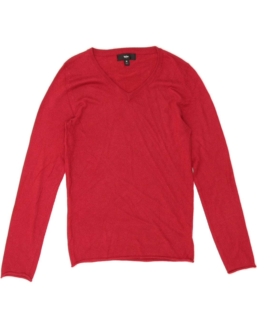 MOSSIMO Womens V-Neck Jumper Sweater UK 14 Medium Burgundy Nylon Vintage Mossimo and Second-Hand Mossimo from Messina Hembry 