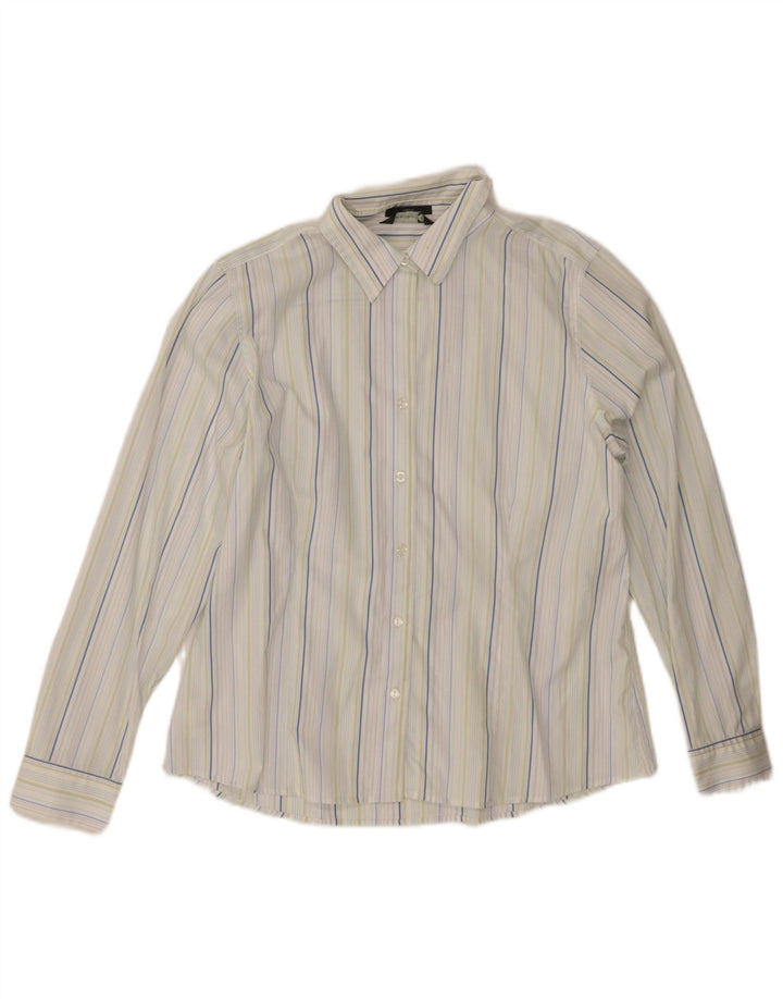 EDDIE BAUER Womens Shirt UK 16 Large Blue Striped Cotton