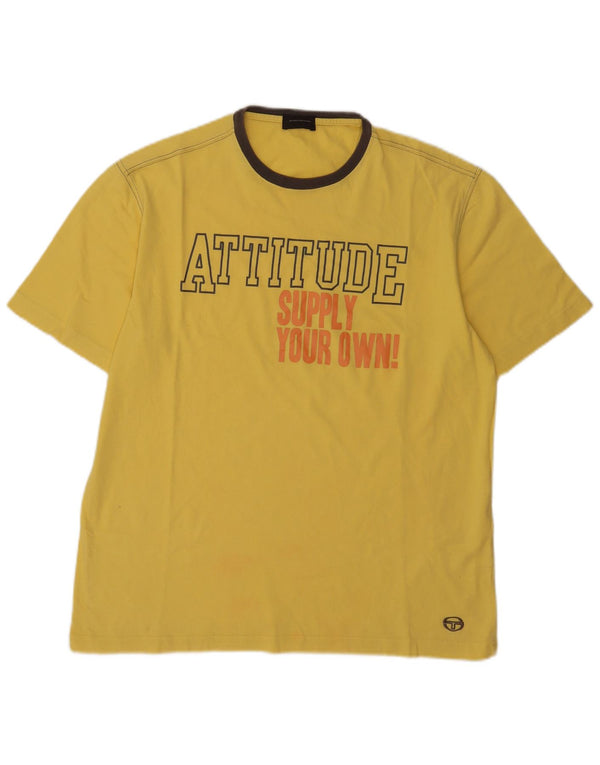 Sergio Tacchini Mens Graphic T-Shirt Top XL Yellow Cotton
