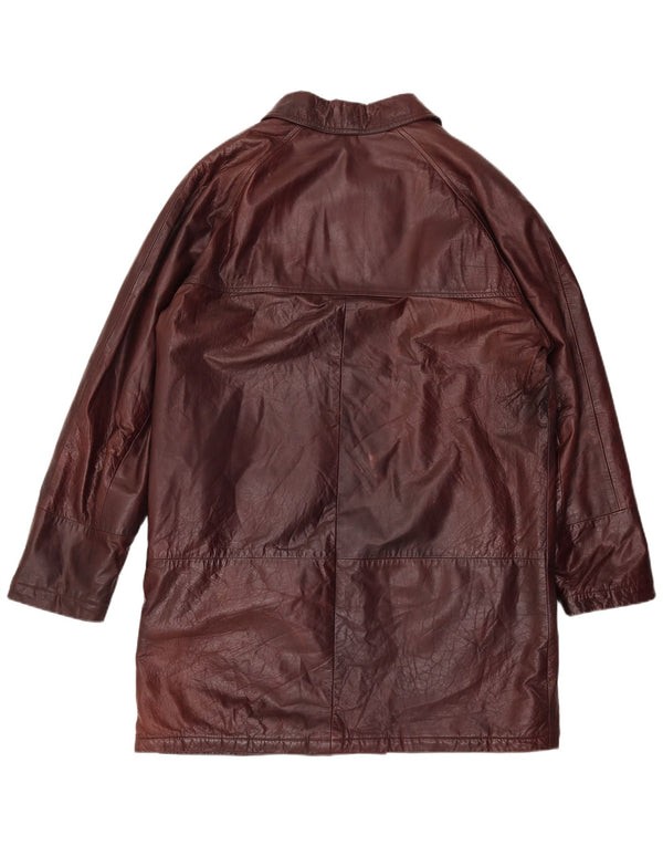 ВИНТАЖНОЕ Женское кожаное пальто IT 54 2XL Бордовое кожаное