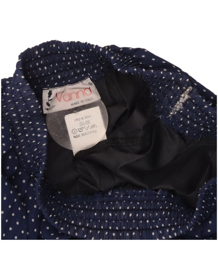 Винтажная женская плиссированная юбка W26, маленькая, темно-синяя, полиэстер в горошек