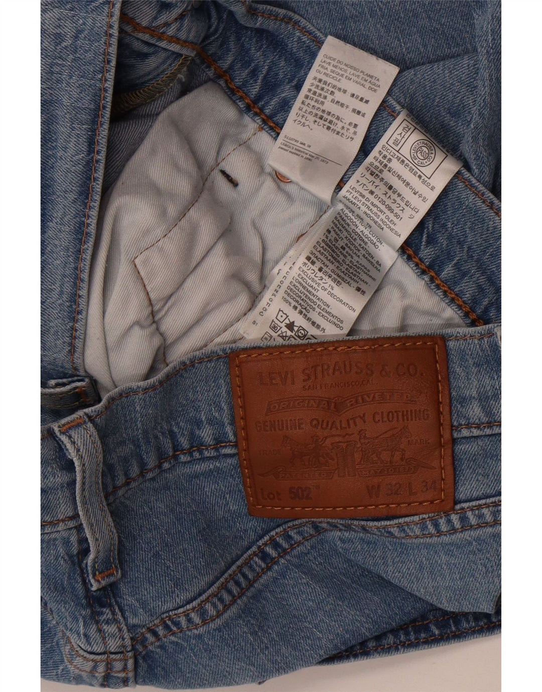 Мужские зауженные джинсы Levi's 502 W32 L28 синие, хлопок
