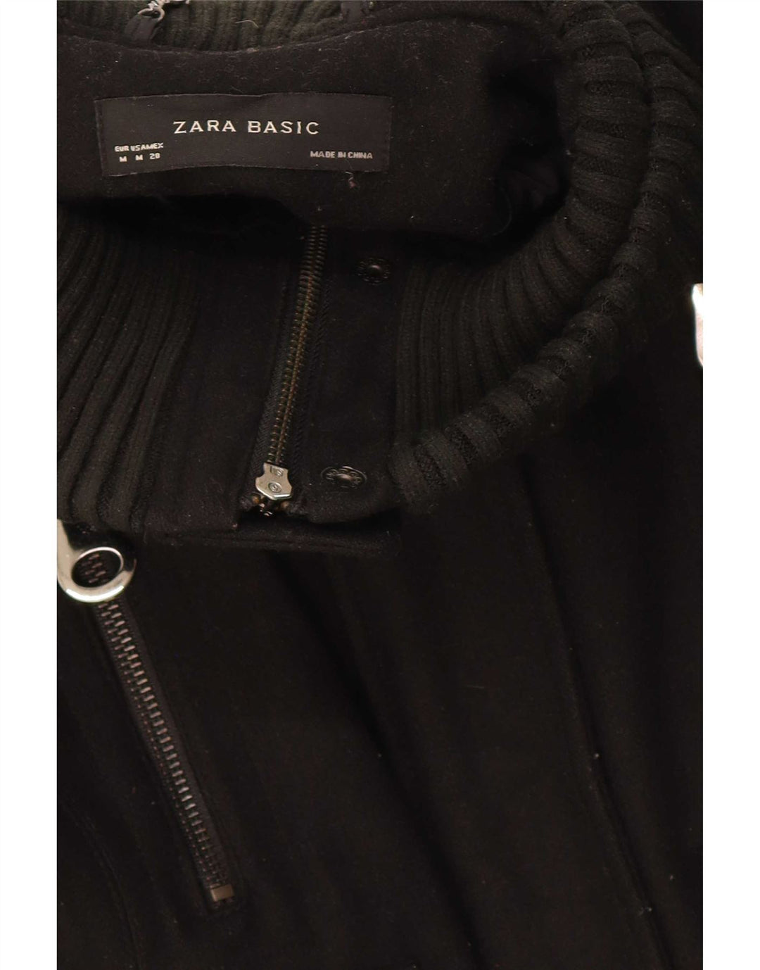 Женский бомбер Zara UK 14, средний черный, шерсть