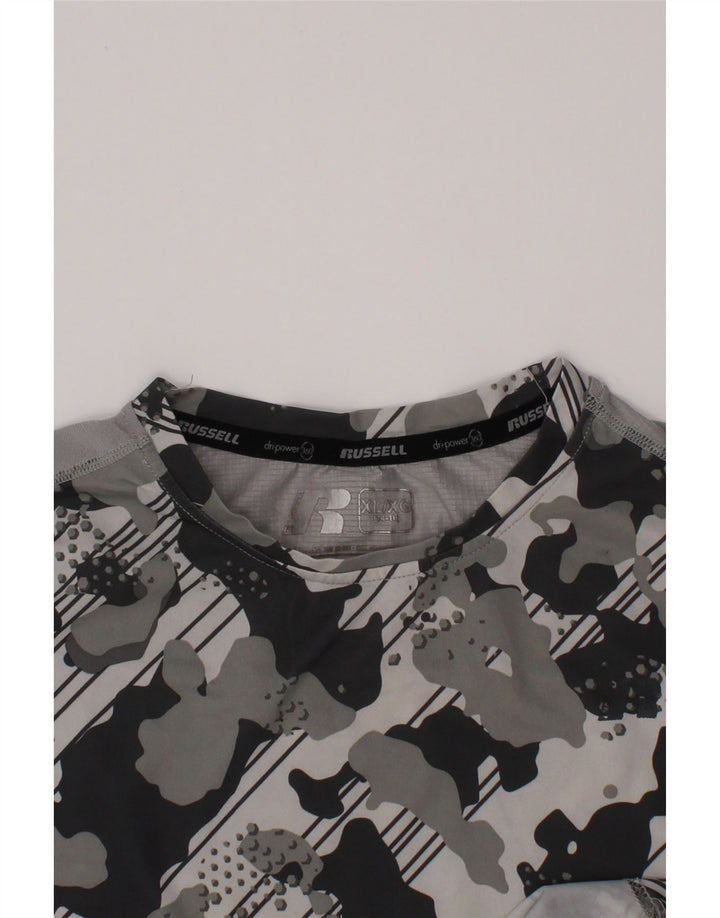 Футболка Dri-Power для мальчиков RUSSELL ATHLETIC, топ 14–15 лет, серый камуфляж, размер XL