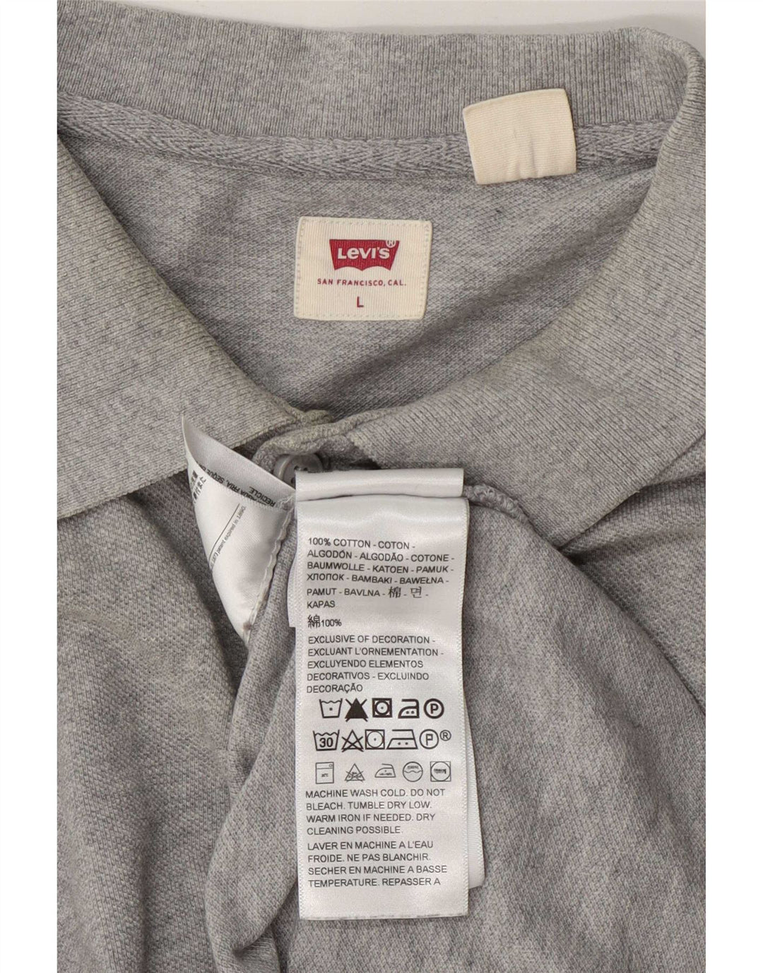 Мужская рубашка-поло Levi's, большая серая хлопковая ткань