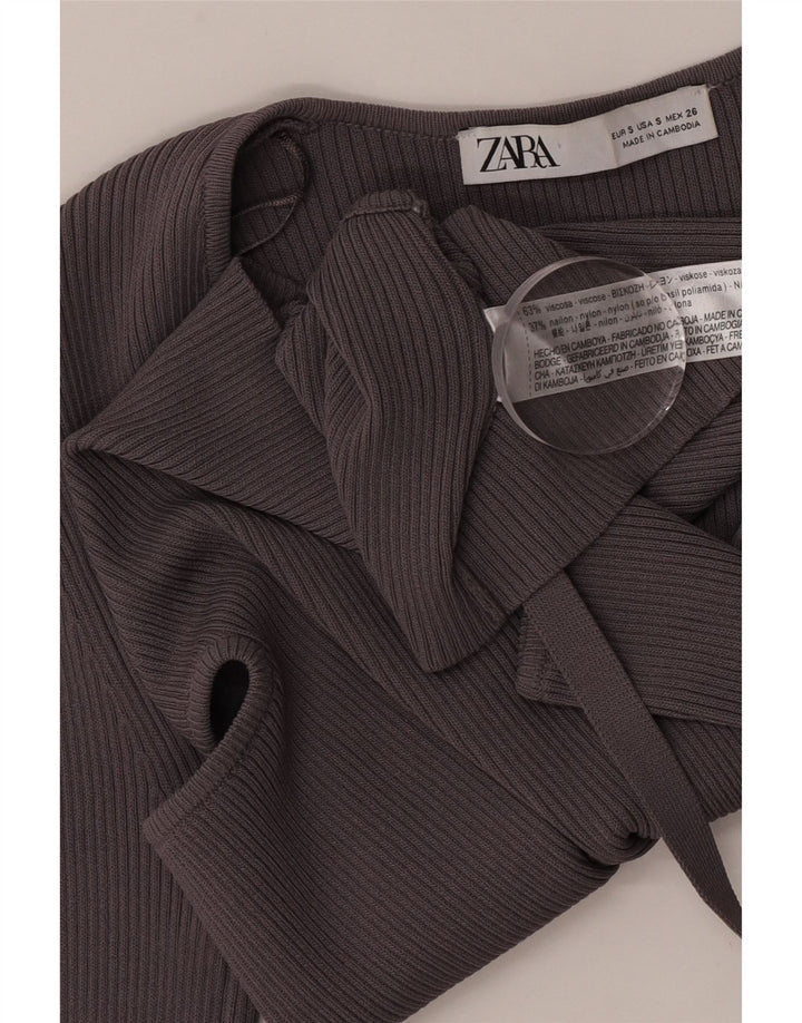 Женский укороченный топ Zara UK 10, маленький серый, вискоза