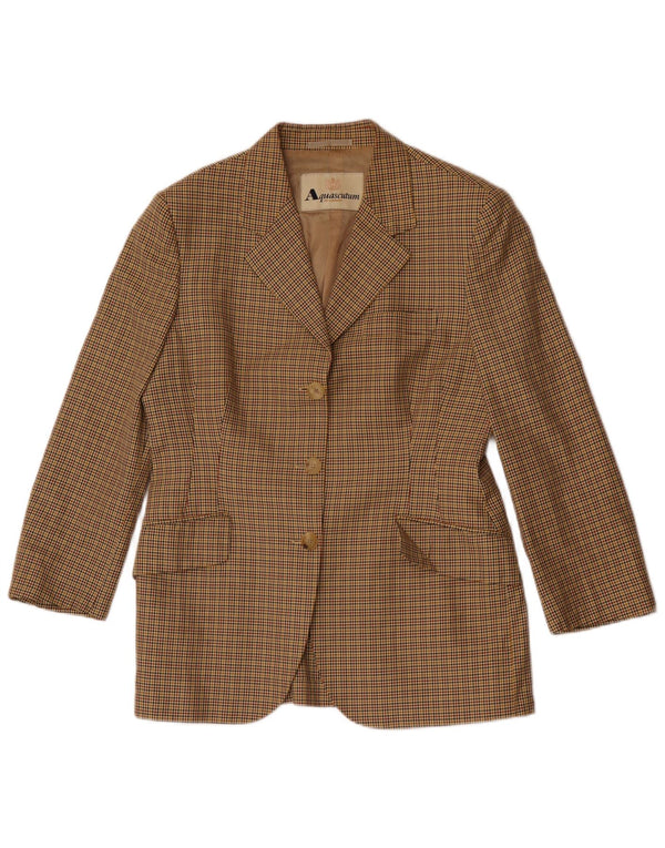 Женский костюм из 2 предметов Aquascutum с 3 пуговицами IT 46, большой W32 L28, бежевый в клетку