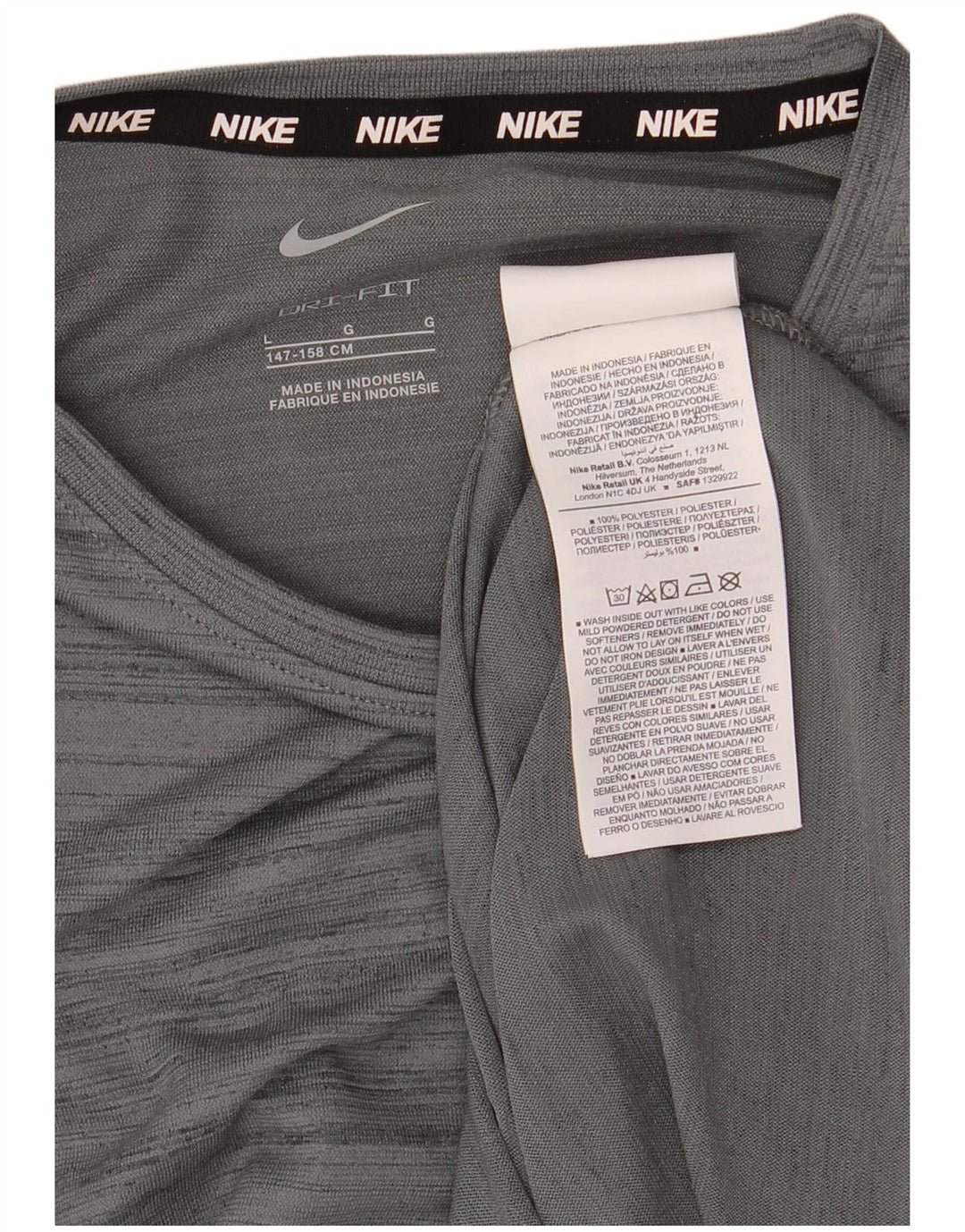 Футболка NIKE для мальчиков Dri Fit, топ, 12–13 лет, полиэстер в большую серую полоску