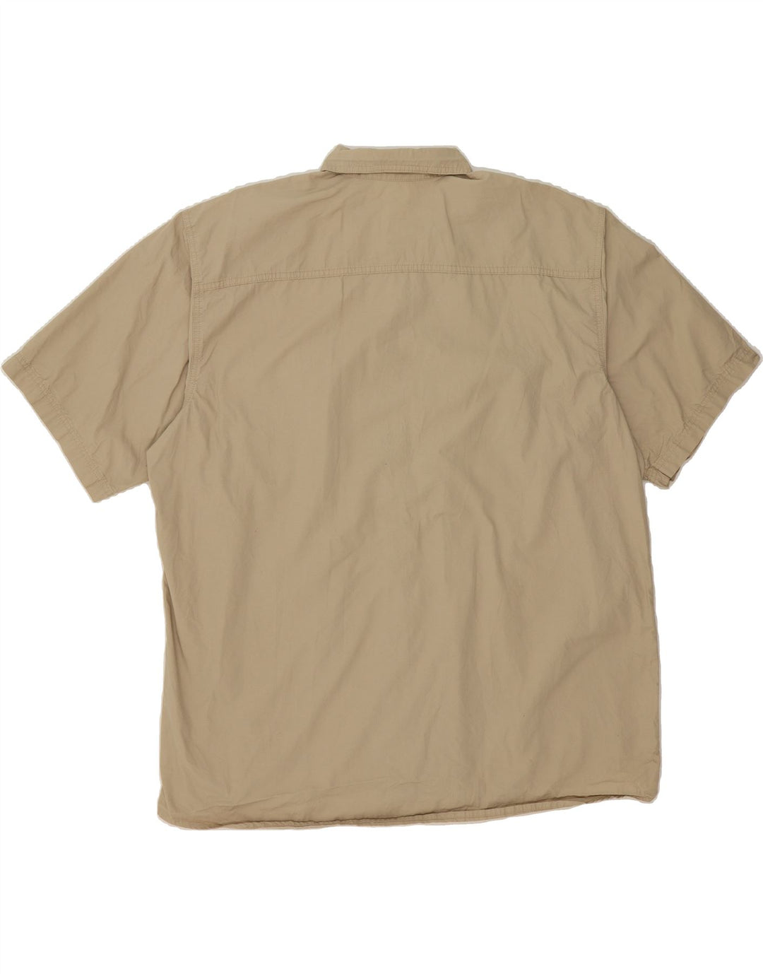 EDDIE BAUER Mens Short Sleeve Shirt 2XL Beige Cotton Vintage Eddie Bauer and Second-Hand Eddie Bauer from Messina Hembry 