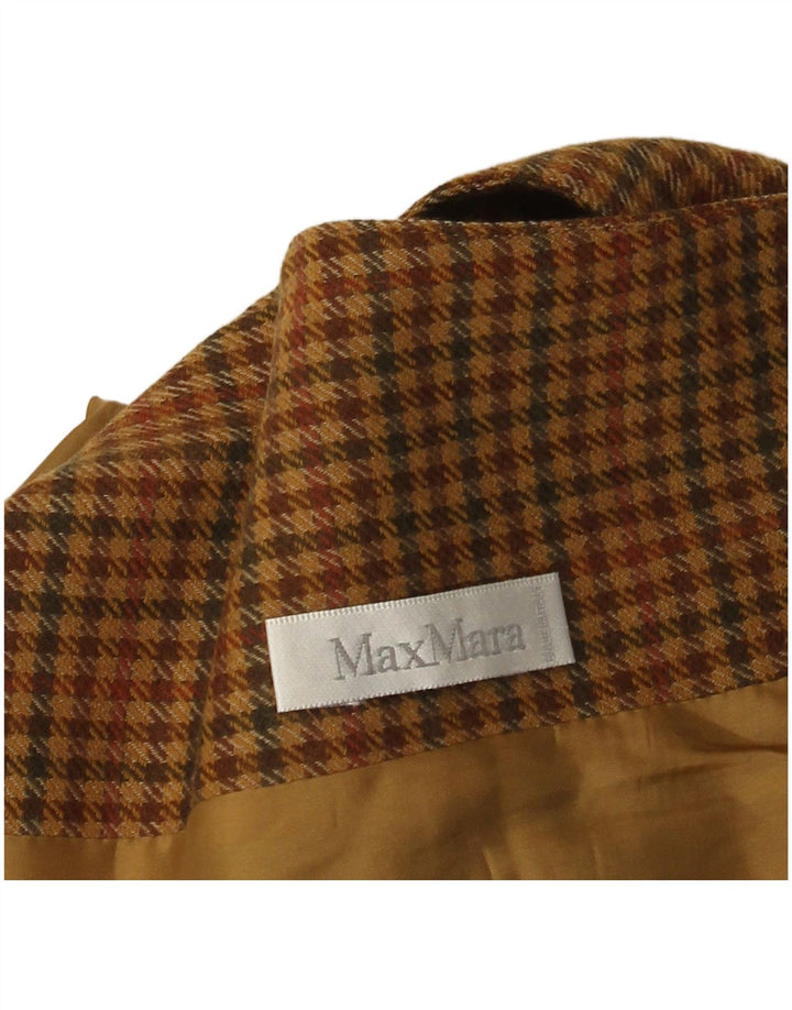 Женский пиджак на 1 пуговице Max Mara UK 14, средний коричневый с узором «гусиные лапки»