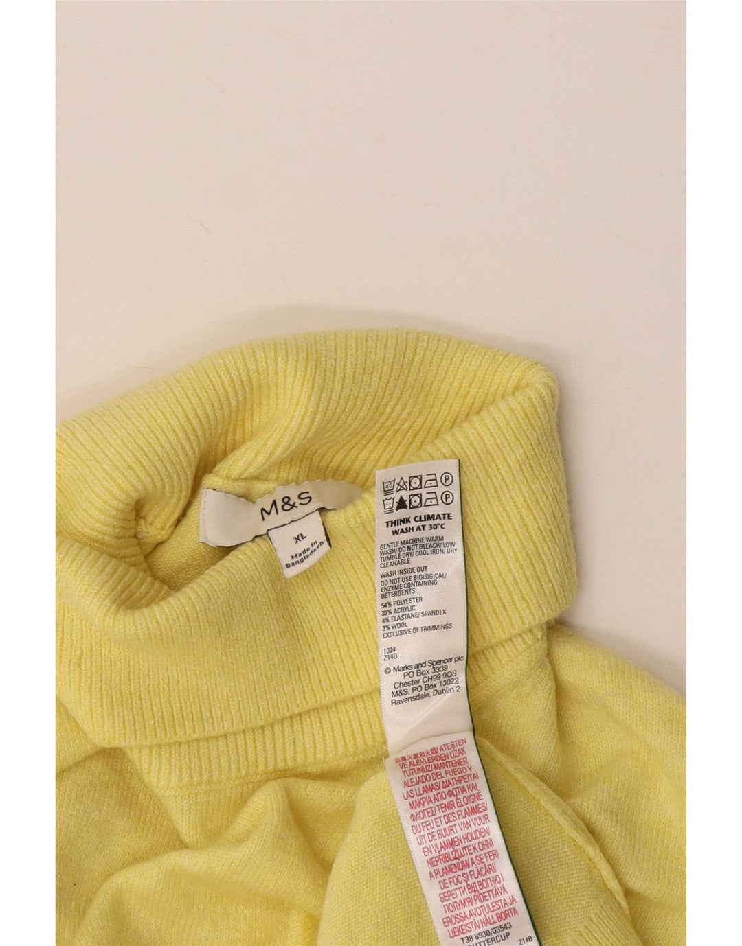 Женский джемпер с высоким воротником Marks & Spencer UK 18 XL, желтый полиэстер