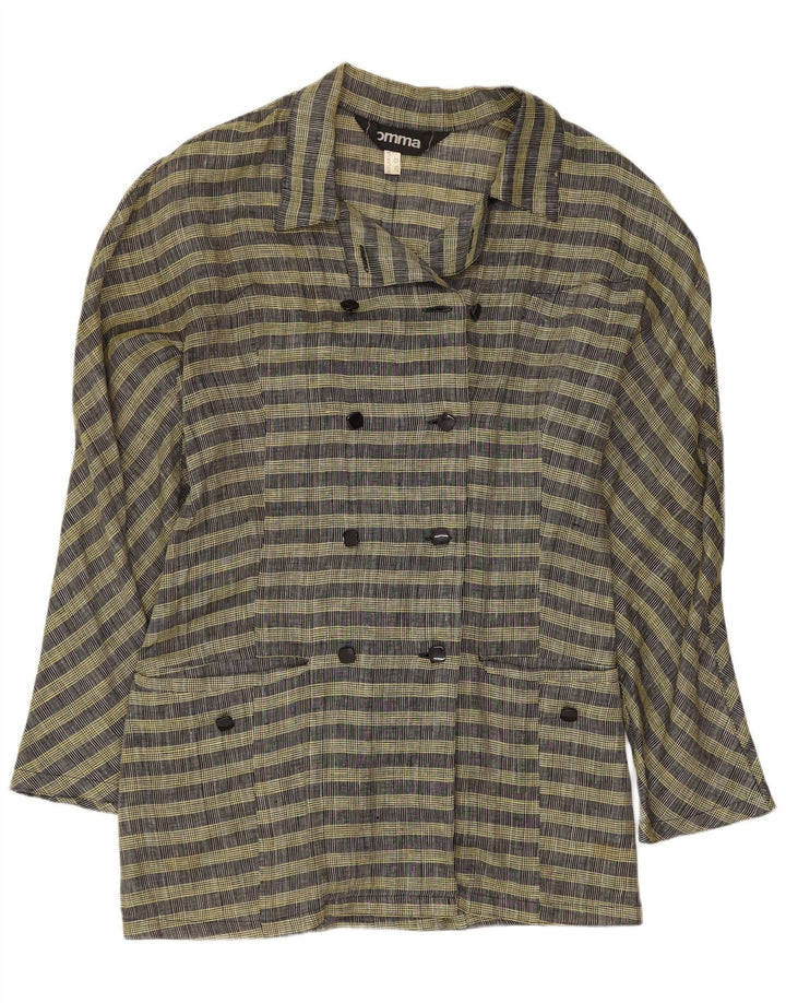 Comma, женский двубортный пиджак, Великобритания 14, шерстяной в крупную желтую клетку