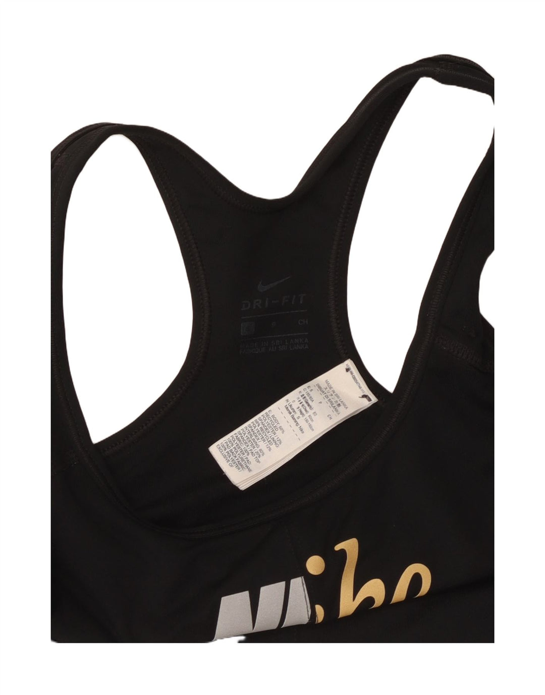 Женский спортивный бюстгальтер с графическим рисунком Nike Dri Fit, маленький черный полиэстер