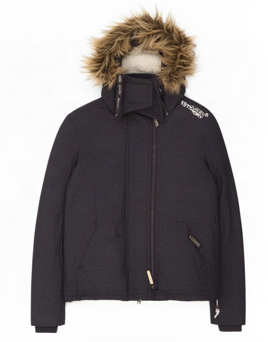 Женская ветровка с капюшоном Superdry UK 12, средний серый полиэстер
