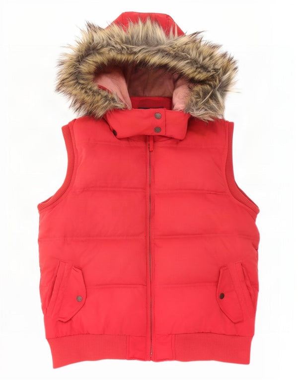 Женский утепленный жилет с капюшоном Fat Face, Великобритания, 18 XL, красный полиэстер