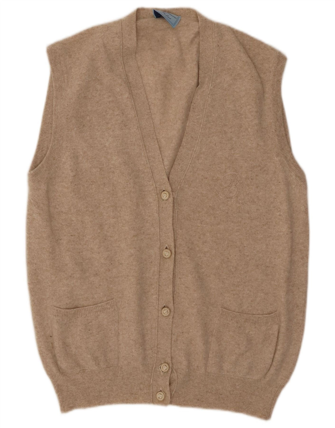 BLUMARINE Женский кардиган без рукавов IT 46 Большой Бежевый Шерсть