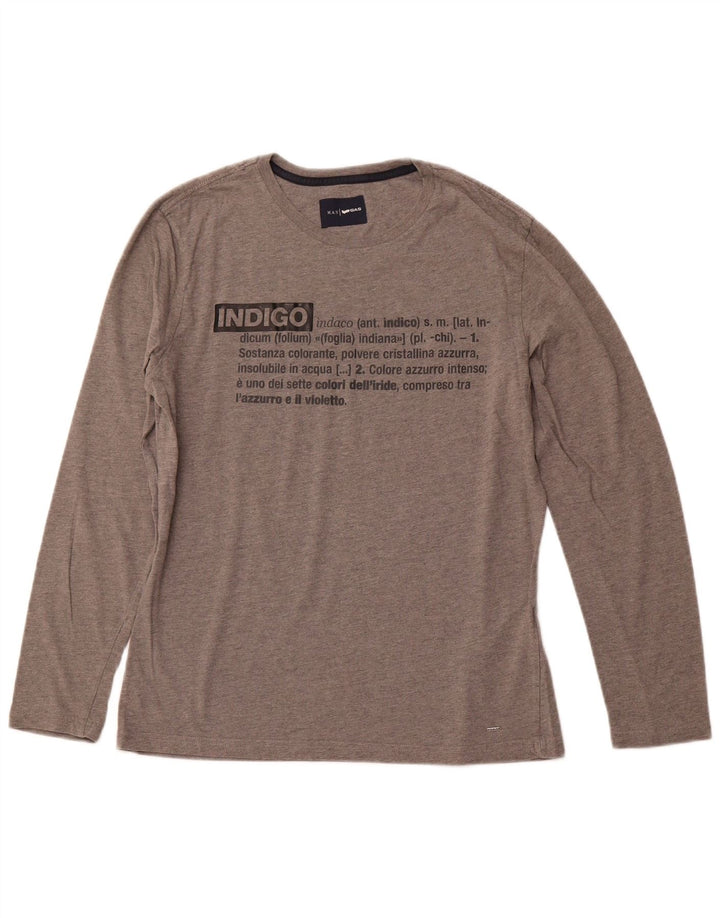 Мужской топ с длинным рукавом GAS, серый хлопок, большой размер