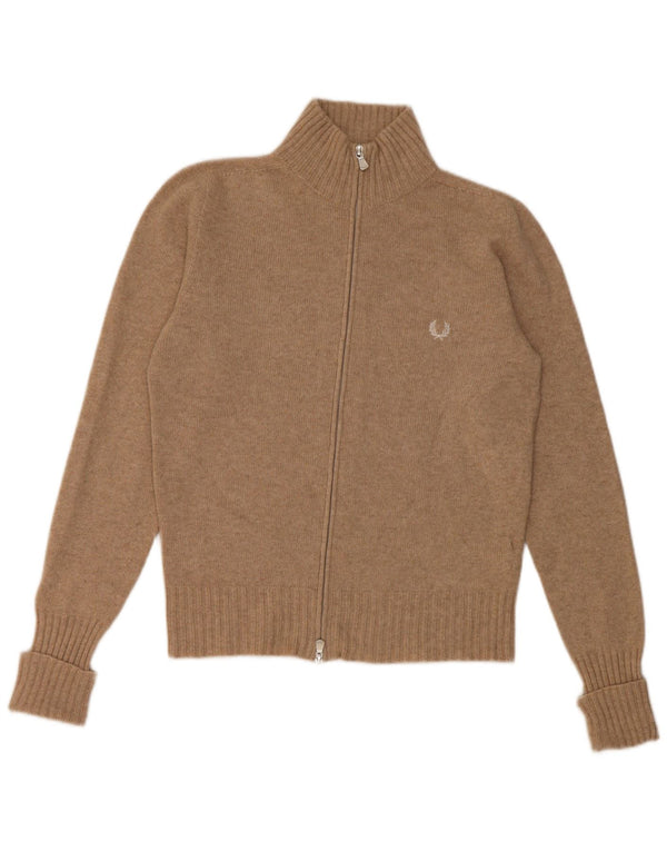Женский кардиган Fred Perry, свитер UK 14, большой, бежевый, из мериносовой шерсти