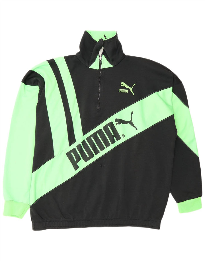 Мужской свитшот на молнии с рисунком Puma, средний черный с цветными блоками