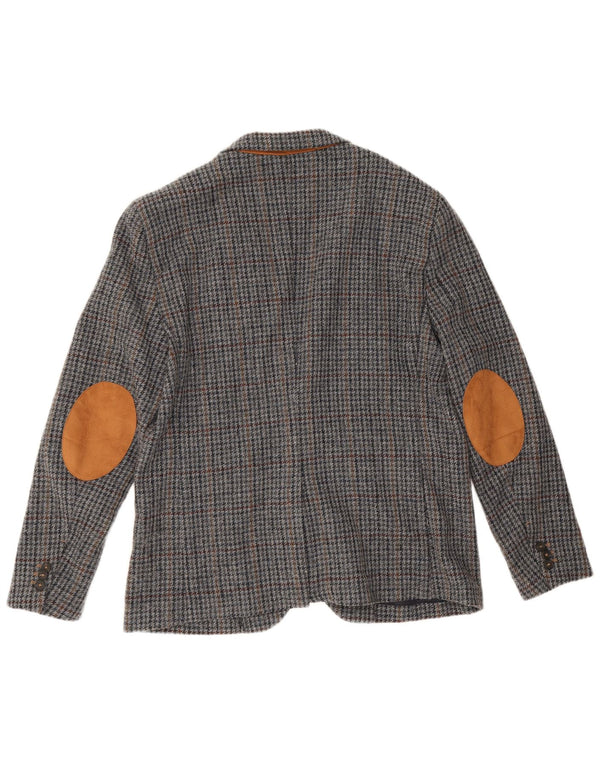 Мужской пиджак Zara на 2 пуговицах EU 56 XL, серый полиэстер с узором «гусиные лапки»