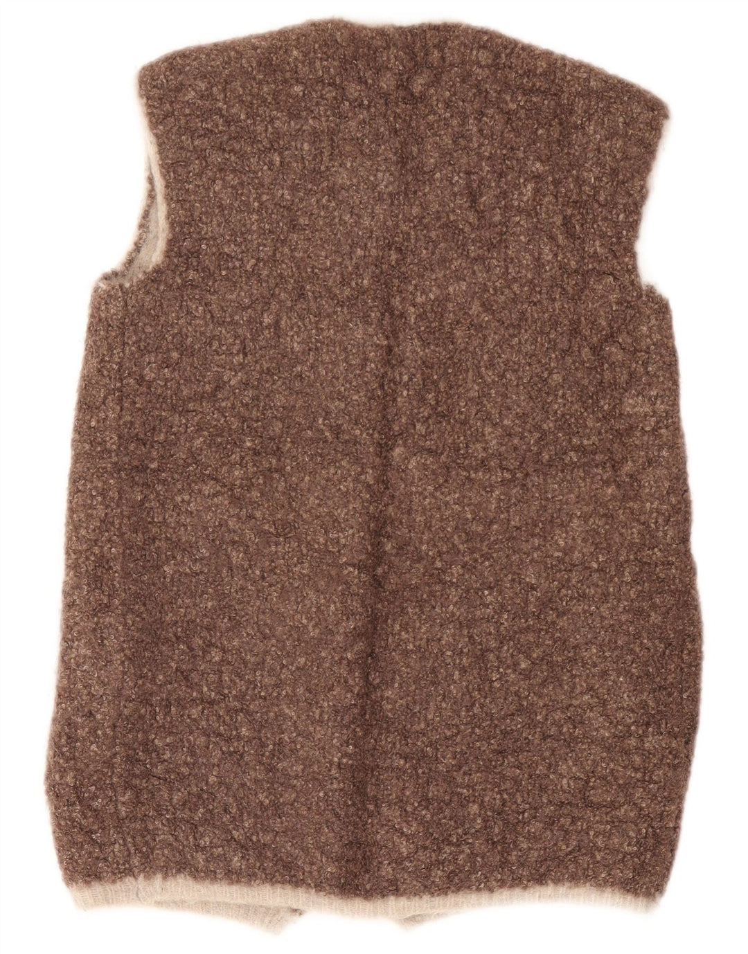 Винтажный женский открытый кардиган без рукавов, Великобритания, 14, средний коричневый цвет