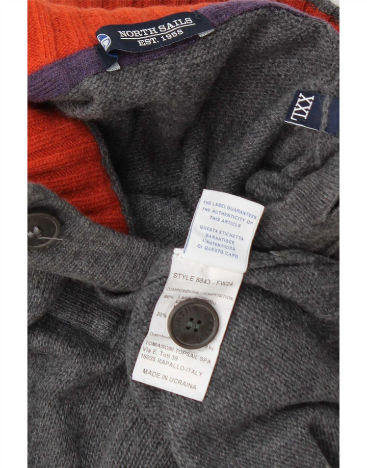 Мужской джемпер с воротником на пуговицах North Sails, 2XL, серый, шерсть