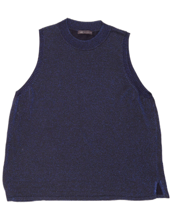 Женская майка без рукавов Marks & Spencer UK 24 4XL, синяя вискоза с крапинками