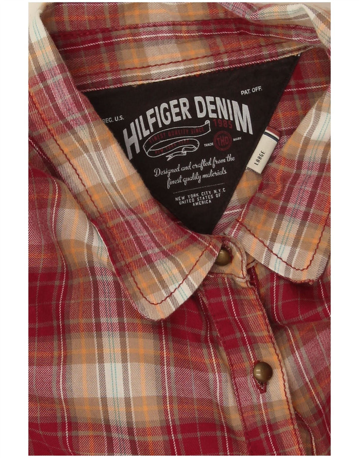Женская фланелевая рубашка-пуловер Tommy Hilfiger UK 16, большой хлопок в красную клетку
