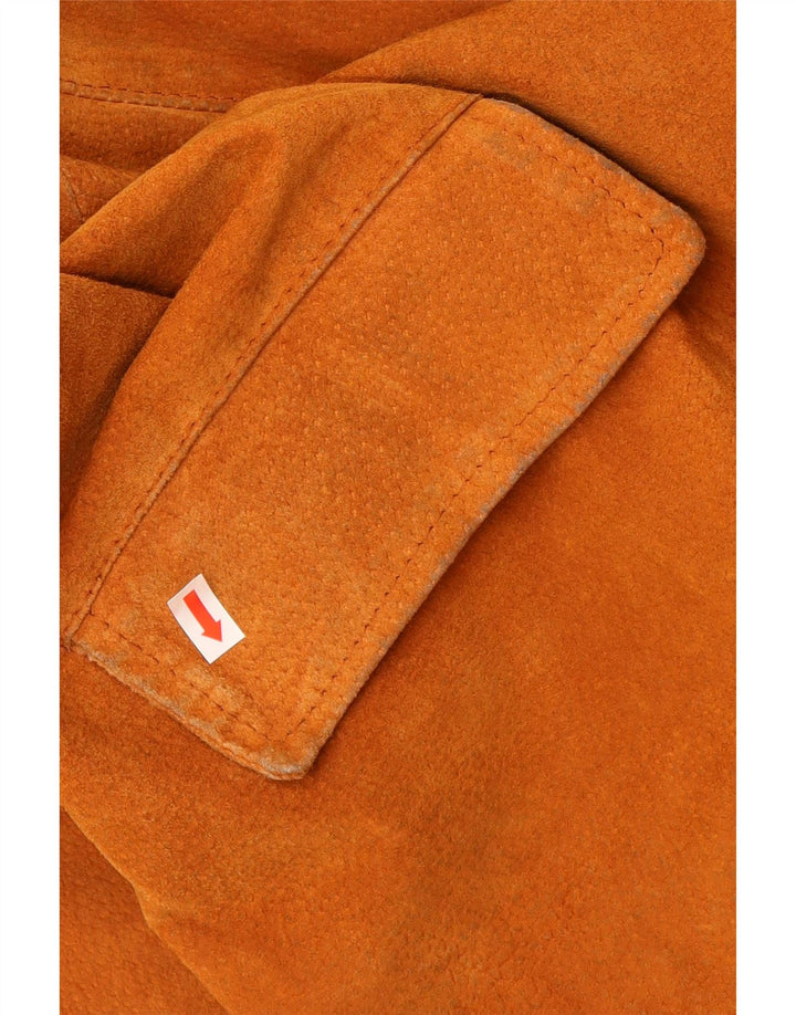 ВИНТАЖНАЯ Женская Замшевая Куртка UK 14 Средне-Коричневая Кожаная