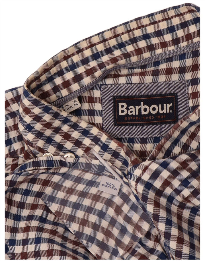 Мужская рубашка Barbour 2XL, синяя, хлопок в мелкую клетку