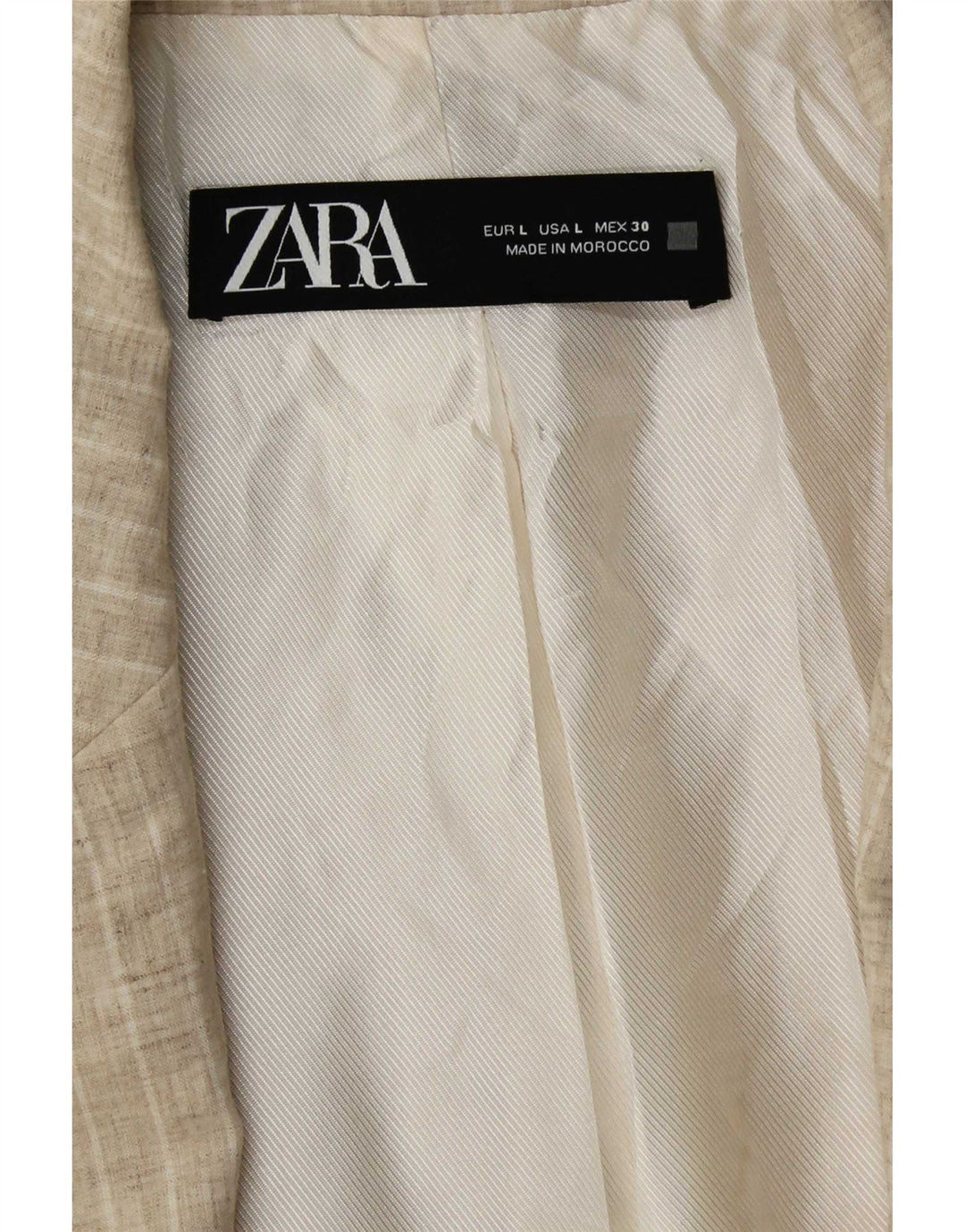 Женский открытый пиджак Zara UK 16, большой бежевый в полоску