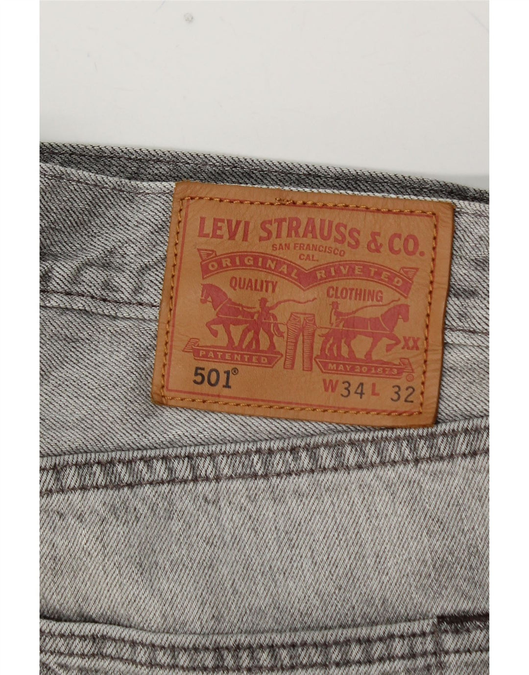 Мужские прямые джинсы LEVI'S 501 W34 L30 Серые, хлопок