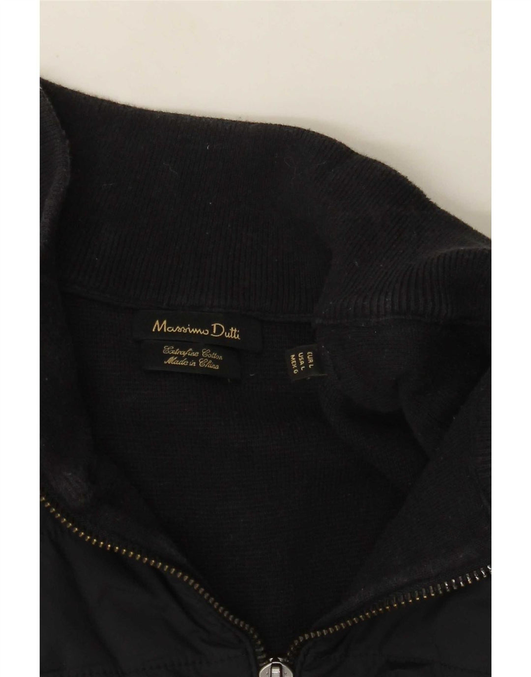 Мужской джемпер с воротником на молнии Massimo Dutti, большой темно-синий хлопковый свитер
