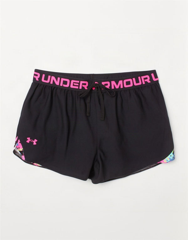 Спортивные шорты свободного кроя Under Armour для девочек 13–14 лет, черный камуфляж, размер XL