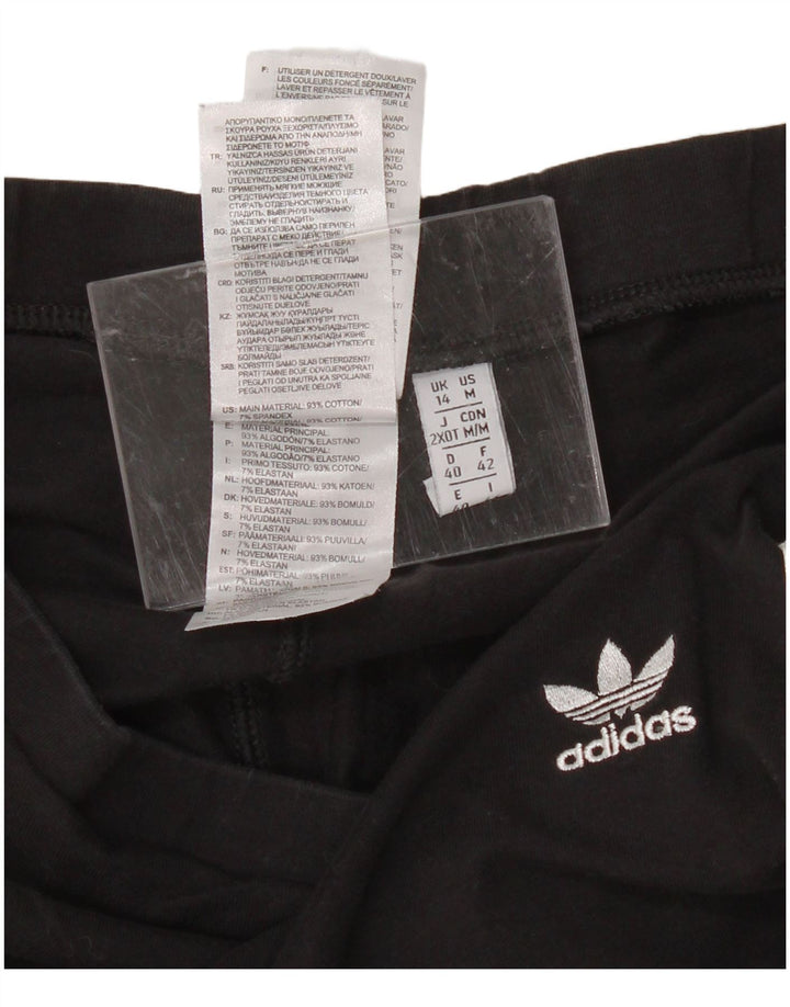 ADIDAS Womens Leggings UK 14 Large  Black Cotton