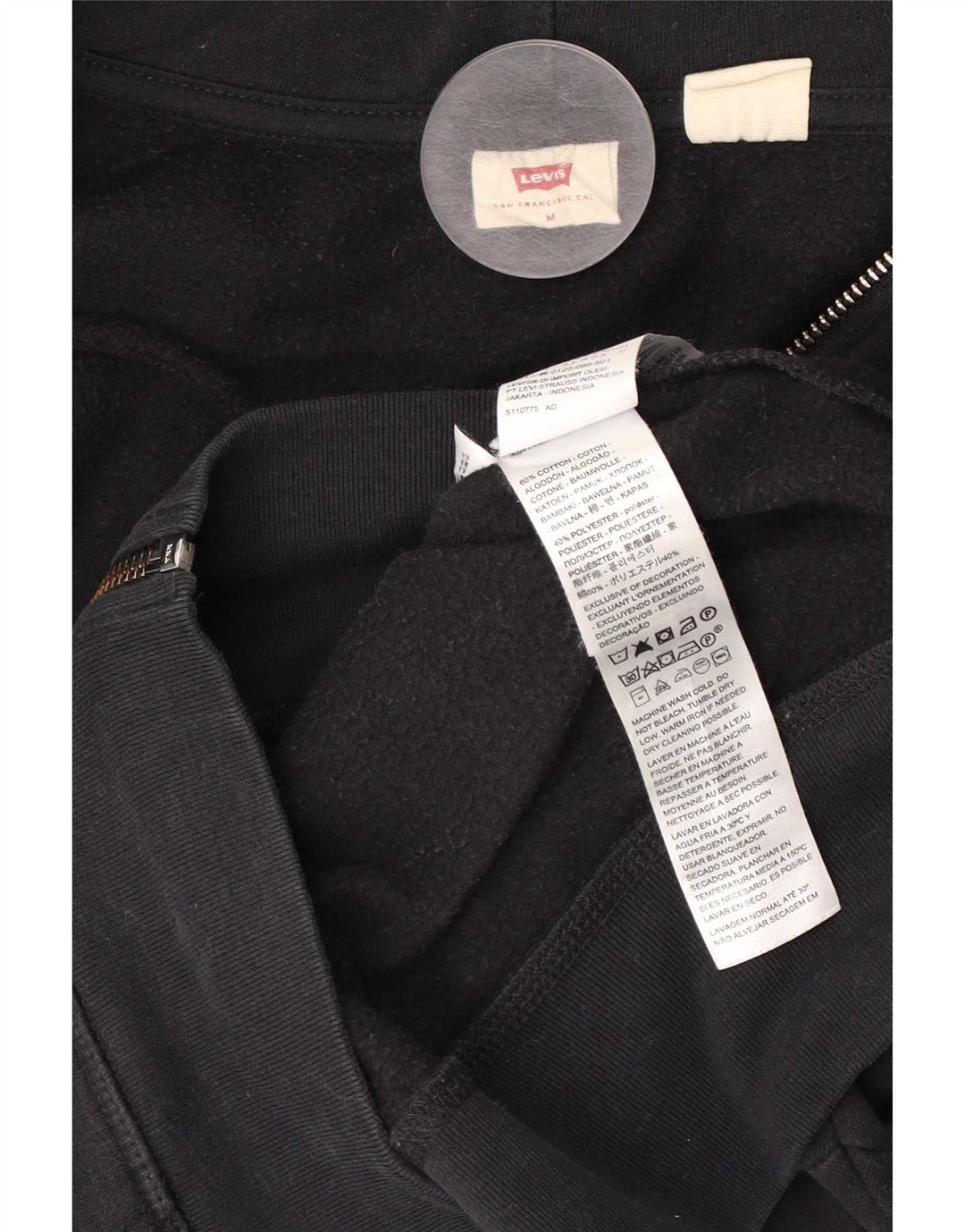 Мужской свитер с капюшоном на молнии Levi's, средний черный, хлопковый