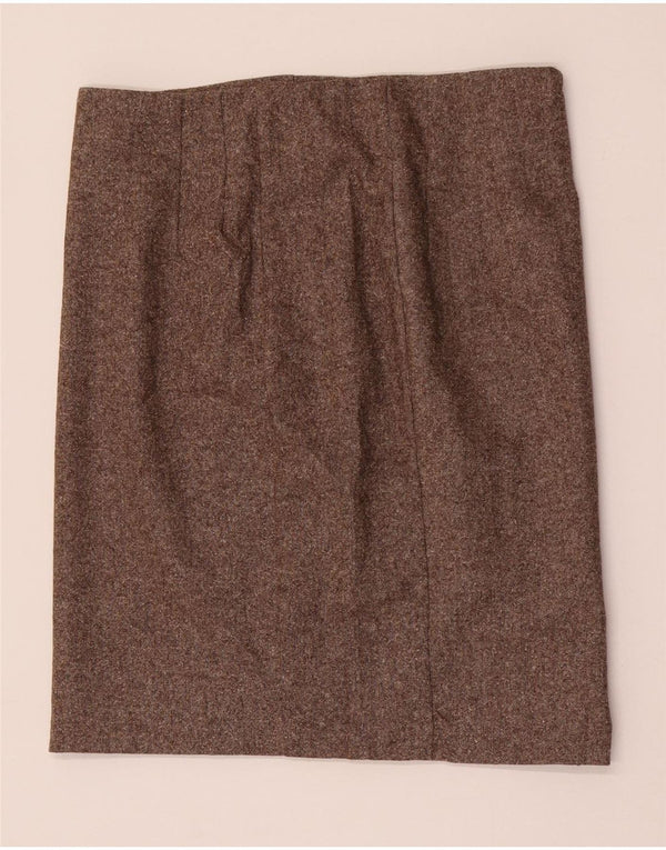 Benetton Женская мини-прямая юбка IT 42 Medium W28 Коричневая шерсть в крапинку