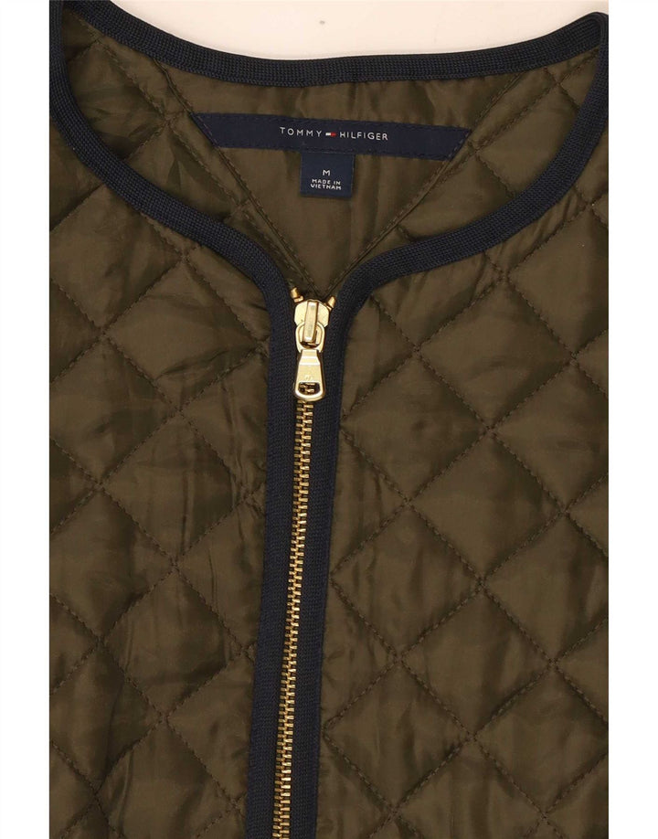 Женский стеганый жилет Tommy Hilfiger UK 12, средний цвет хаки, полиэстер