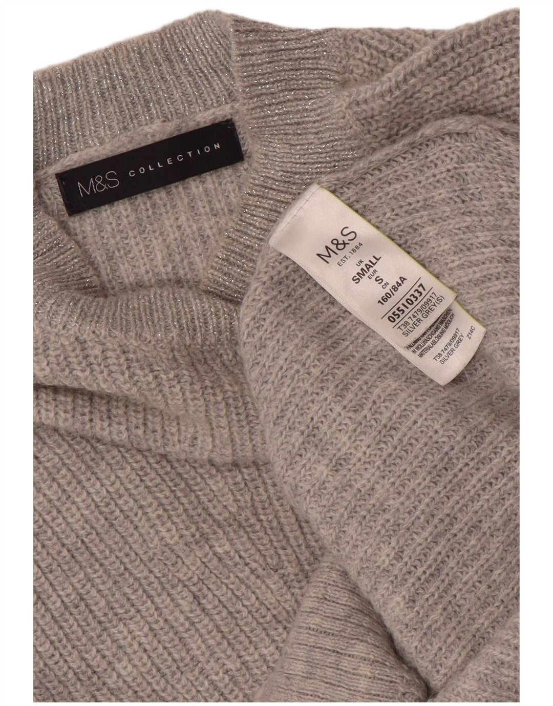 Женский свободный джемпер с круглым вырезом Marks & Spencer, Великобритания, 10, маленький серый