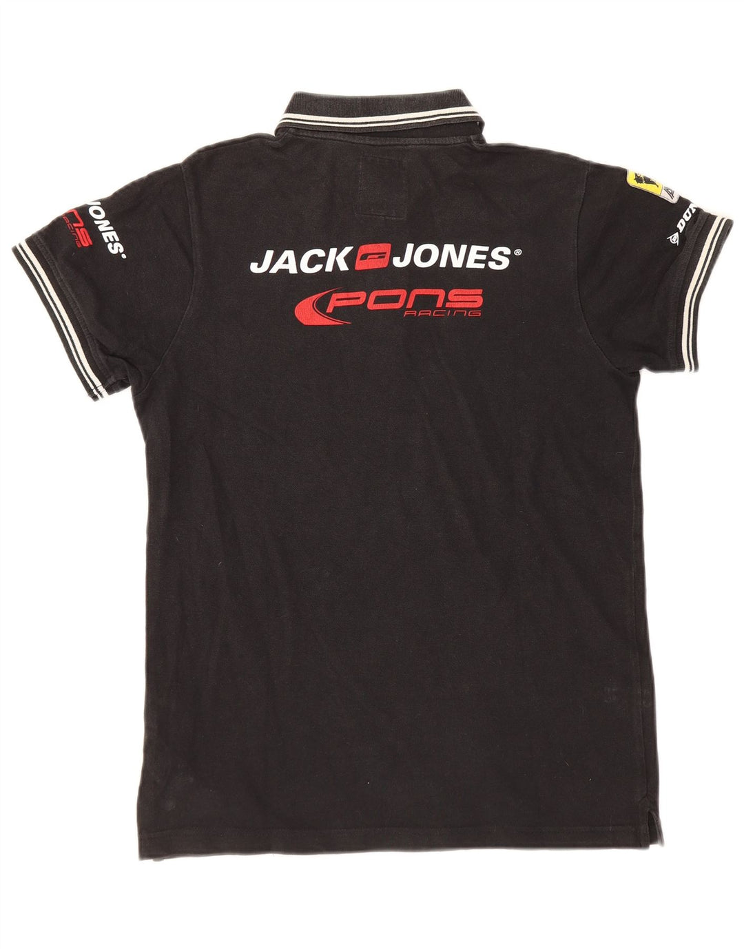 Мужская рубашка поло с рисунком Jack & Jones, маленькая черная, хлопковая