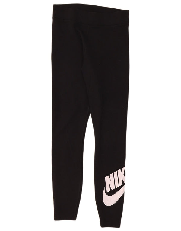 Женские леггинсы с рисунком Nike UK 12, хлопковые, средние, черные
