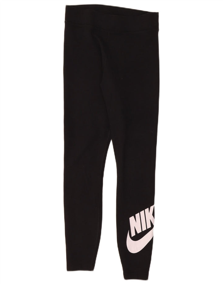 Женские леггинсы с рисунком Nike UK 12, хлопковые, средние, черные
