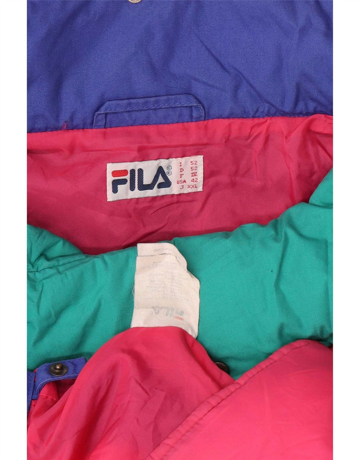 Fila Мужская ветровка с капюшоном IT 52 2XL Синий Полиэстер с цветными блоками
