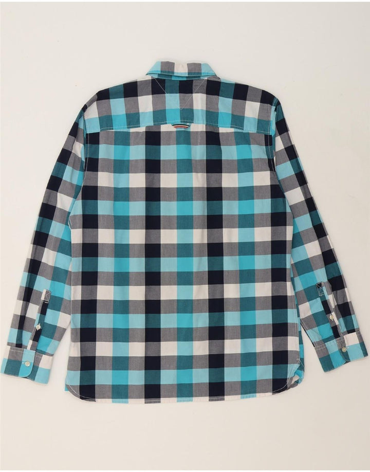 TOMMY HILFIGER Mens Shirt Large Blue Check Cotton Vintage Tommy Hilfiger and Second-Hand Tommy Hilfiger from Messina Hembry 
