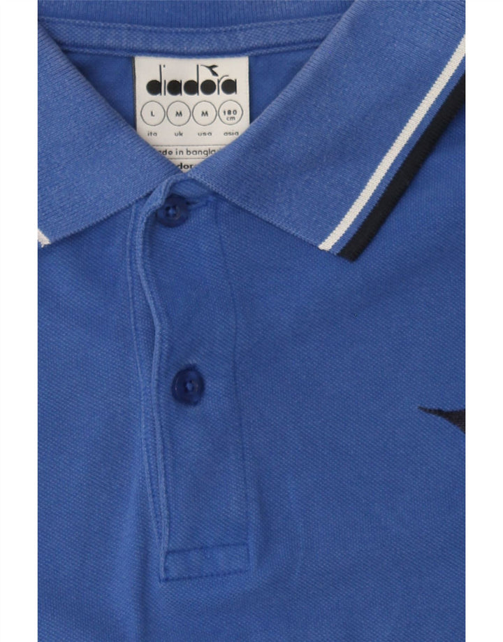 DIADORA Mens Polo Shirt Medium Blue Cotton Vintage Diadora and Second-Hand Diadora from Messina Hembry 